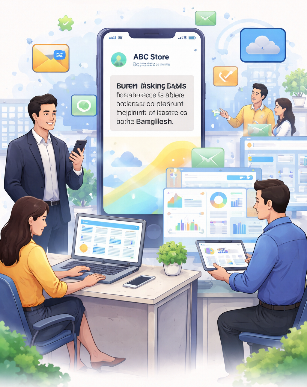 Masking SMS branded communication illustration